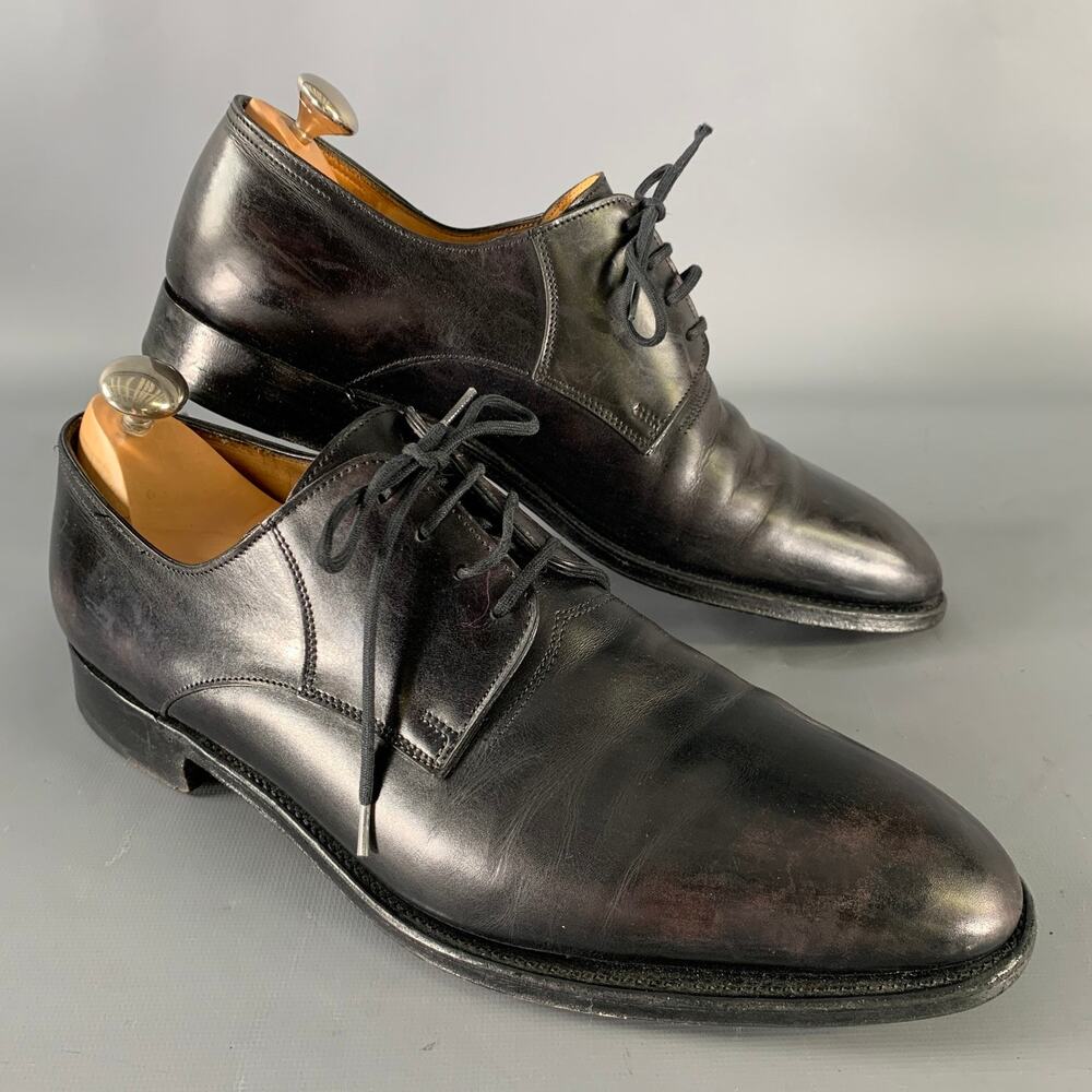 JOHN LOBB Size 9 Black Leather Pointed Toe Lace Up Shoes